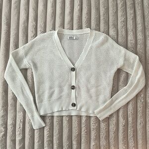 Hollister White Knit Cardigan Sweater
